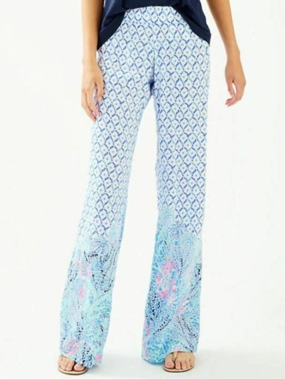 Lilly Pulitzer Bar Harbour Palazoo Pull-On Wide-Leg Pants Size L